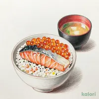 サーモン親子丼（味噌汁付き）