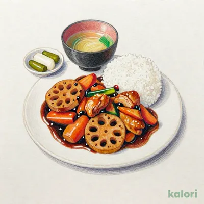 根菜黒酢炒め定食