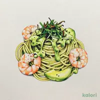 京抹茶の生パスタ アボカドと小海老の大葉ソース