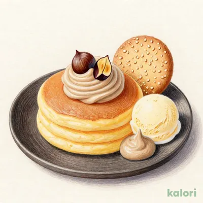 モンブランパンケーキ～ほうじ茶クリームと黒蜜添え～