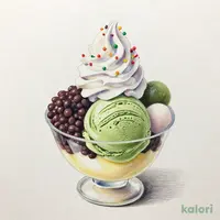 豆乳プリンと抹茶のクリームあんみつ
