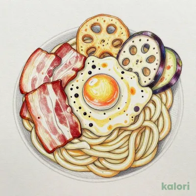 ベーコンカルボナーラのおうどん