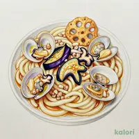 Clam, Autumn Mushroom, and Yamato Pork Peperoncino Udon