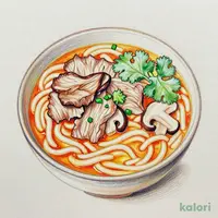 パクチー香る 国産豚と秋茸 冷やし麻辣のおうどん