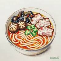 パクチー香る 大和豚と秋茸 冷やし麻辣のおうどん