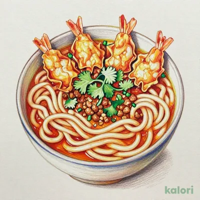 パクチー香る 海老ワンタン 旨辛麻辣のおうどん