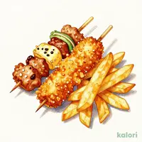 串かつ2種とポテトフライ