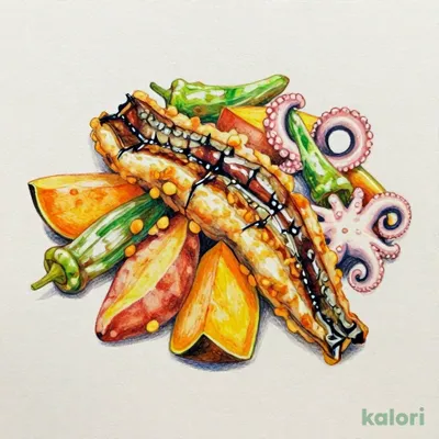穴子と蛸の変わり揚げと秋野菜の天婦羅