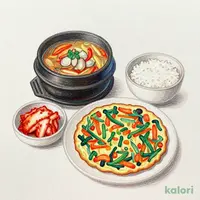 自家製サムゲタンと海鮮チヂミの定食