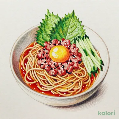 馬肉ユッケの麻辣冷麺