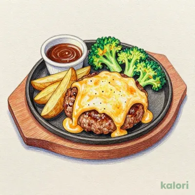4種チーズソースの手ごねハンバーグ150gチーズソース付