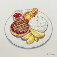 キッズ手ごねハンバーグ100gドリンクバー付