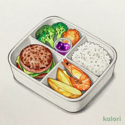 キッズ手ごねハンバーグ＆エビフライ弁当