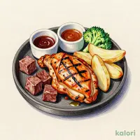 Grilled Chicken and Cut Steak