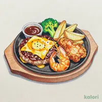 ジュニアチーズ手ごねハンバーグ100gドリンクバー付