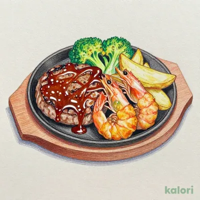 ジュニア手ごねハンバーグ100gドリンクバー付