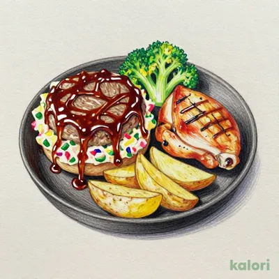 ポテサラチーズinハンバーグ＆グリルチキン