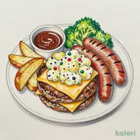 ポテサラチーズinハンバーグ&ソーセージ
