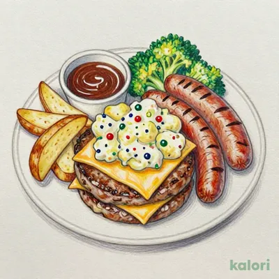 ポテサラチーズinハンバーグ＆ソーセージ