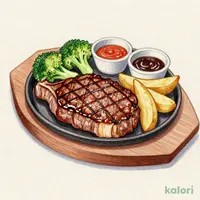 Ribeye Steak and Hand-Kneaded Hamburg Steak with Wasabi and Garlic Chips