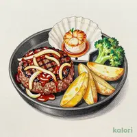 Daitawara Hamburg Steak and Grilled Scallops
