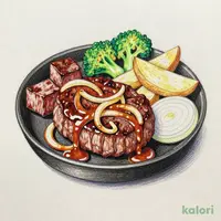 手ごねハンバーグ&アンガスサーロインカットステーキ