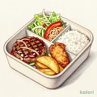 手ごねハンバーグ＆鶏のから揚げ弁当