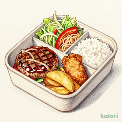 手ごねハンバーグ＆鶏のから揚げ弁当