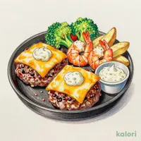 炙りチーズ大俵ハンバーグ&エビフライ