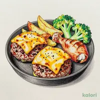 炙りチーズ大俵ハンバーグ&グリルチキン100g