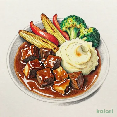 特製ビーフシチューマッシュポテト＆直火焼き野菜付き