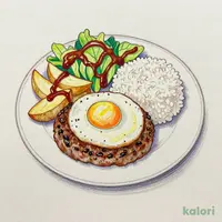 目玉焼き手ごねハンバーグプレート