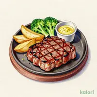 Flame-Grilled Australian Angus Sirloin Steak with Wasabi and Garlic Chips