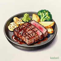 Flame-Grilled Thick-Cut Misuji Steak with Wasabi and Garlic Chips