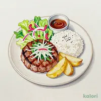 Hand-Kneaded Hamburg Steak Plate with Grated Daikon
