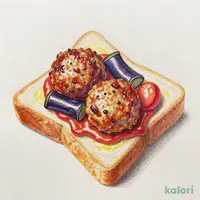ナスとトマトのピリ辛アラビアータ風パン（ミートボール入り）