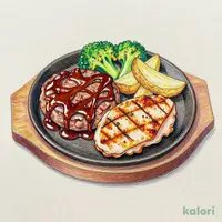 【単品】ハンバーグ&ハーフチキンランチ