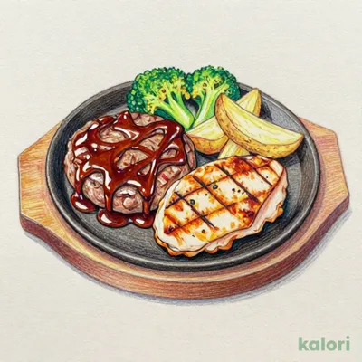 【単品】ハンバーグ&ハーフチキンランチ