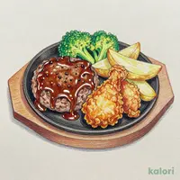 ハンバーグ&若鶏の竜田揚げランチ