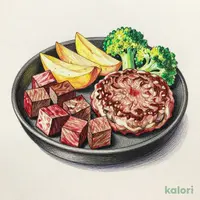 ミスジカットステーキ90g&牛100%ハンバーグ170g（サラダバー付）