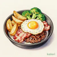 厚切りベーコンと目玉焼きハンバーグランチ