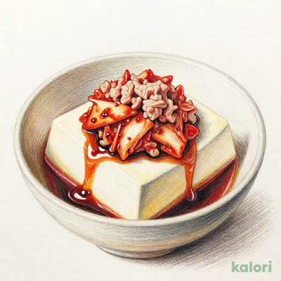 まぐろたたきとキムチのよだれ豆富