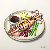 Grilled Squid Guts on Ceramic Plate