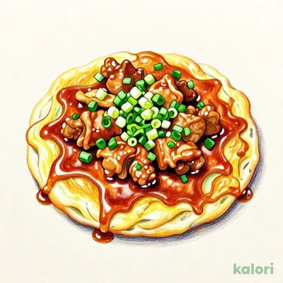Beef Tendon and Green Onion Okonomiyaki
