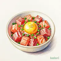 まぐろとサーモンのねぎ塩ユッケ