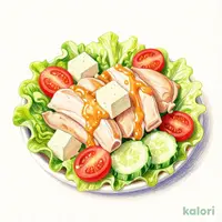 蒸し鶏と豆富のサラダ