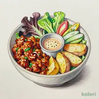 キーマカレーとじゃがいもグリルのサラダ