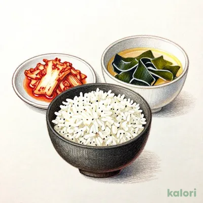 Rice, Kimchi, and Soup Set