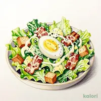 半熟玉子とベーコンのシーザーサラダ