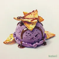紫芋アイスとさつま芋チップ ～黒蜜がけ～